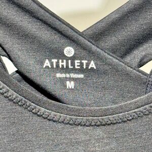 Athleta Tank Top Criss Cross Back Sleeveless Athletic Top Black Medium
